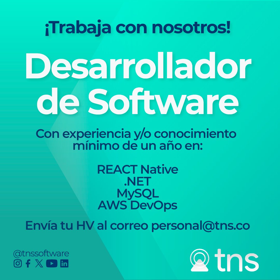 TnsSoftware's tweet photo. Sé parte de nuestro equipo
Salario: $4.000.000 - $4.500.000
Modalidad: Presencial
Ciudad: Cúcuta
Si estás interesado(a) envíanos tu HV a los correos en la descripción
#TrabajoSiHay #cúcuta #empleos #SoftwareContable https://t.co/DpM5C7W9E8