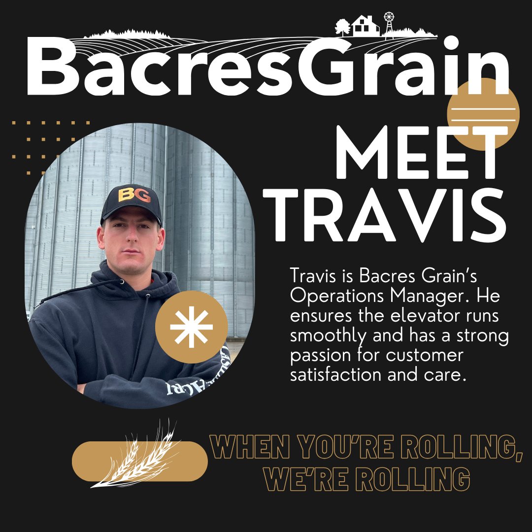 BacresG's tweet photo. Meet Travis, our Operations Manager! Travis is responsible for the entire elevator, ensuring it's always in good working condition. During the harvest season, Travis works around the clock. He epitomizes the company's motto, "If you're rolling, we're rolling." https://t.co/dzTGyxdVO6