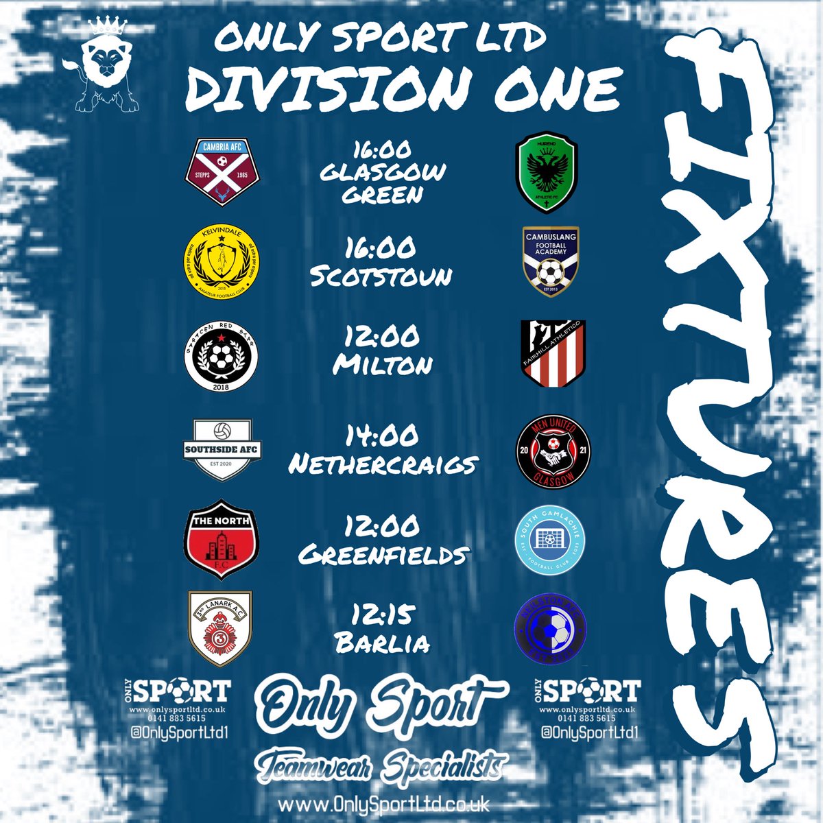 GDSFC2008's tweet photo. This weekends fixtures across all @onlysportltd divisions

Another exciting Sunday ahead in GDSFC, why not come along take in a game 🙌⚽️

@ScotAmFA @scottish_aff @refsix @ftsc0res https://t.co/DLNr2V9uOT