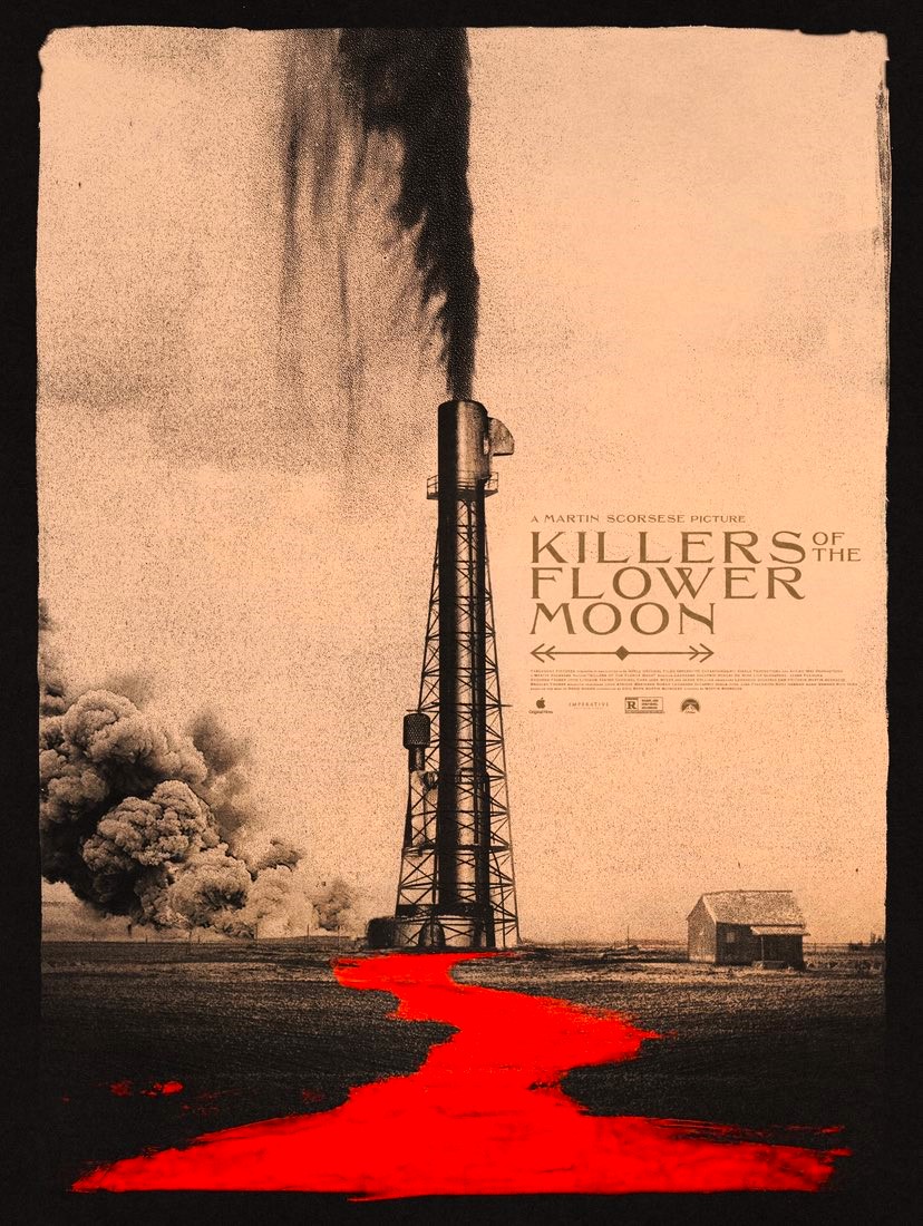 ReelNatives's tweet photo. This new work by @needledesign for #KillersoftheFlowerMoon makes a powerful statement about #NativeAmericanGenocide and speaks to #environmentalists as well. 
 
@PosterPosse #OsageReignofTerror @MrGodfrey @TulsaTeresa @TheDHTaylor https://t.co/YeX7prQlqu