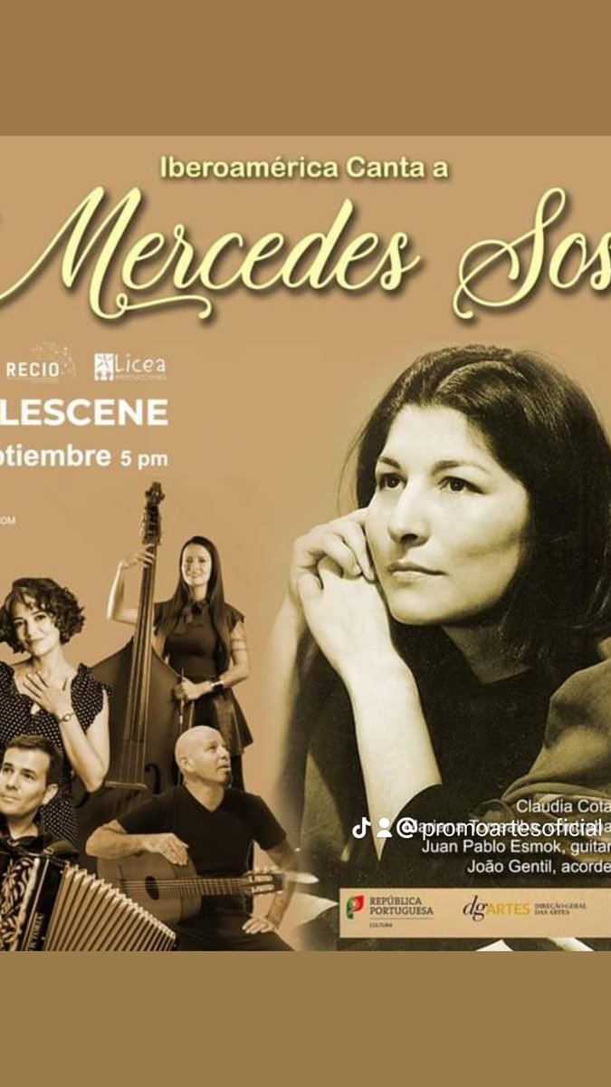 artes_promo's tweet photo. Hoy  Sábado 9 DE SEPTIEMBRE!
5:00 PM
@bellescene_foro

VEN A DISFRUTAR DE :
 "IBEROAMERICA CANTA A MERCEDES SOSA "
🎟️BOLETOS EN TAQUILLA O WHATSAPP: 56-17-98 56-22
#Ibermusicas #dgartes #música #cultura #CalidadMusical https://t.co/tSD3YzeFGj