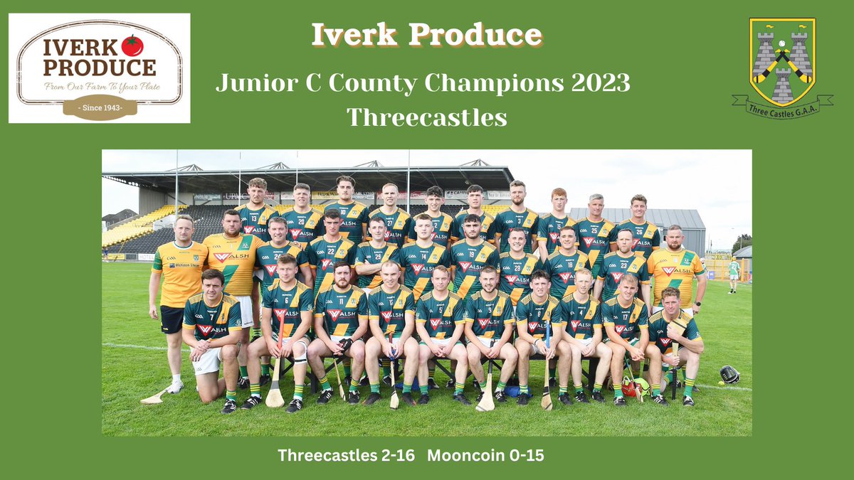 Comhghairdeas le <a href="/ThreecastlesGAA/">Three Castles GAA</a> on winning the Iverk Produce Junior C County Final this afternoon in UPMC Nowlan Park 🏆👏👏