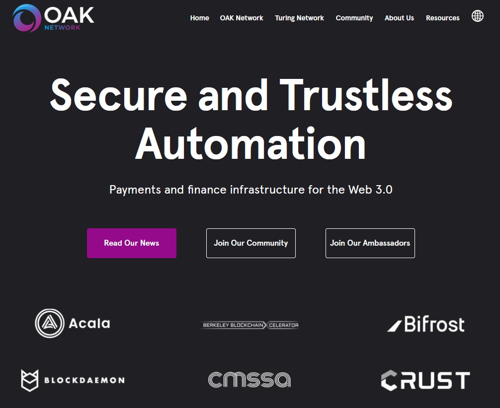 rockemorty's tweet photo. Here's some information about the promising OAK Network project: 
@oak_network is a hub for #Web3, facilitating cross-chain automation,  allowing multi-chain applications to schedule and automate any Substrate  extrinsic or EVM smart contract function. https://t.co/cLN8ZhkISq