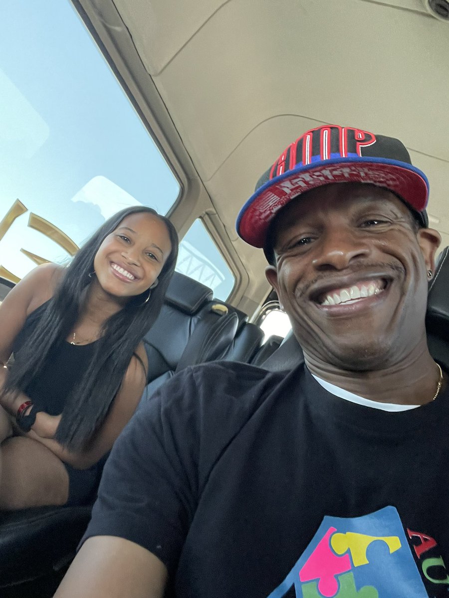 ampharris's tweet photo. In Las Vegas — Walking through Las Vegas airport with my lil ones. My daughter Rachel and my bonus son #Farad. Well he told me I was his “big brother”. My joyful space💙🤍💙🤍 #downsyndrome #GirlDad #WestCoast road trip #StephanieMills tour. https://t.co/VN6qcv2qbp