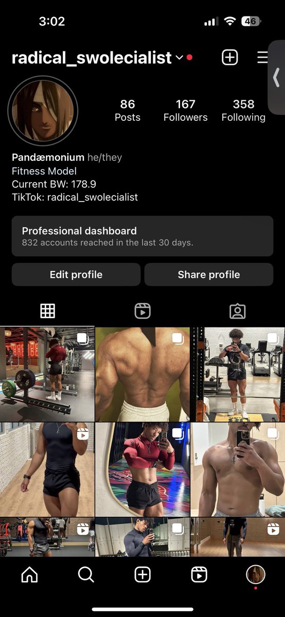 Y’all should follow my fitstagram if u wanna see my himbo gymbro cosplay 😇