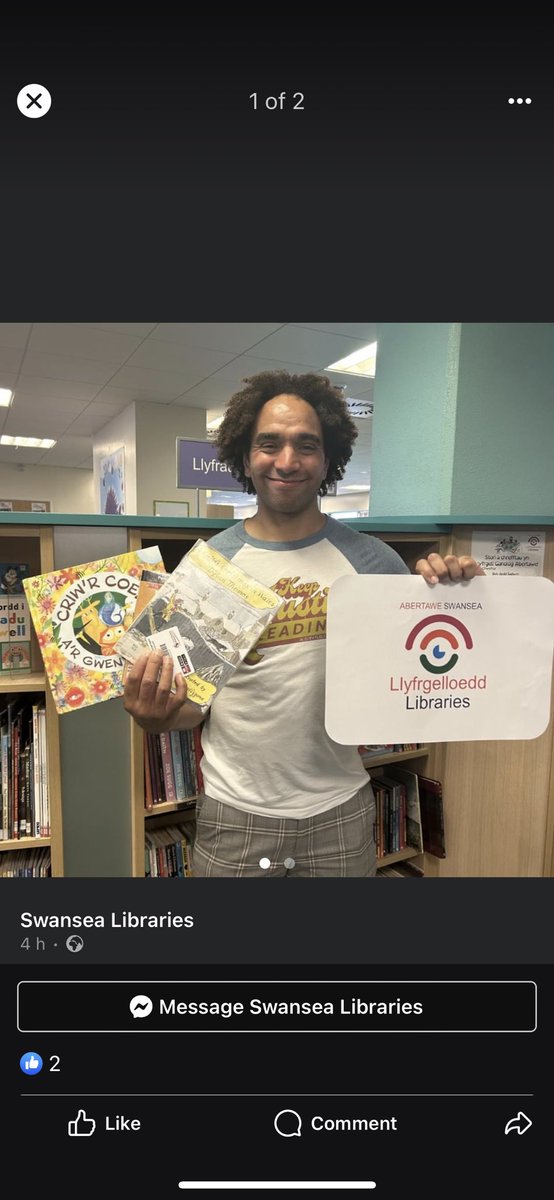 Diolch <a href="/UKLaureate/">Children's Laureate</a> who has been on a wonderful tour of south wales libraries this week - Inspiring and enthusing all the children he meets with wonderful words! Here is a picture of him holding MY ACTUAL book!! Hapus iawn!
<a href="/YLolfa/">Y Lolfa</a> <a href="/LlyfrauCymru/">Cyngor Llyfrau Cymru</a>
