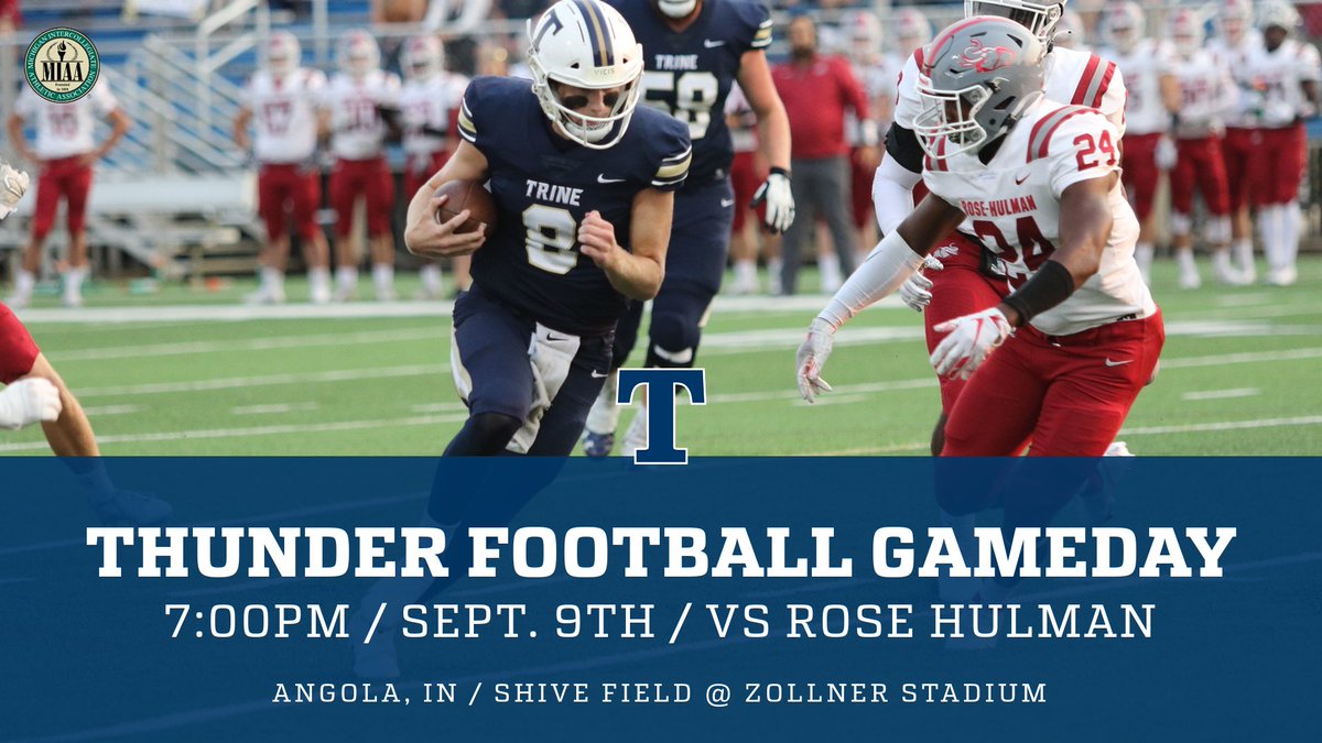 TrineThunderFB's tweet photo. It's #GameDay 
🆚 Rose Hulman
📍 Angola, IN
🕖 7:00 PM
📺 https://t.co/GcKRWeULQ0

#GoThunder https://t.co/L1YErNnIE5