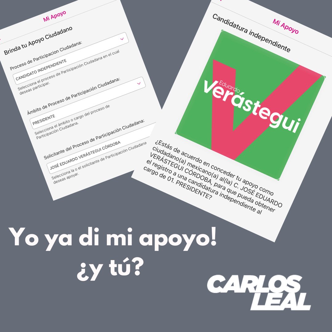 Yo ya di mi apoyo a <a href="/EVerastegui/">Eduardo Verástegui</a> con la app del <a href="/INEMexico/">@INEMexico</a>.

Y tú qué esperas?

#Verastegui2024
#VerasteguiPresidente