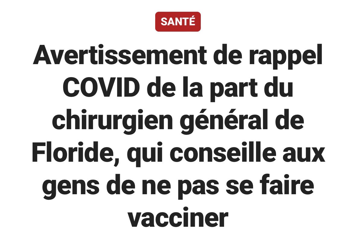 f_philippot's tweet photo. Médecin en chef de l’État de Floride, le Dr #Lapado vient de mettre en garde les gens contre tout nouveau rappel #covid cet automne !

Il évoque un « nouveau #vaccin dont aucun essai clinique n’a montré l’intérêt pour les gens » et évoque même plusieurs « signaux d’alarme » ! https://t.co/vbToDvdUv1