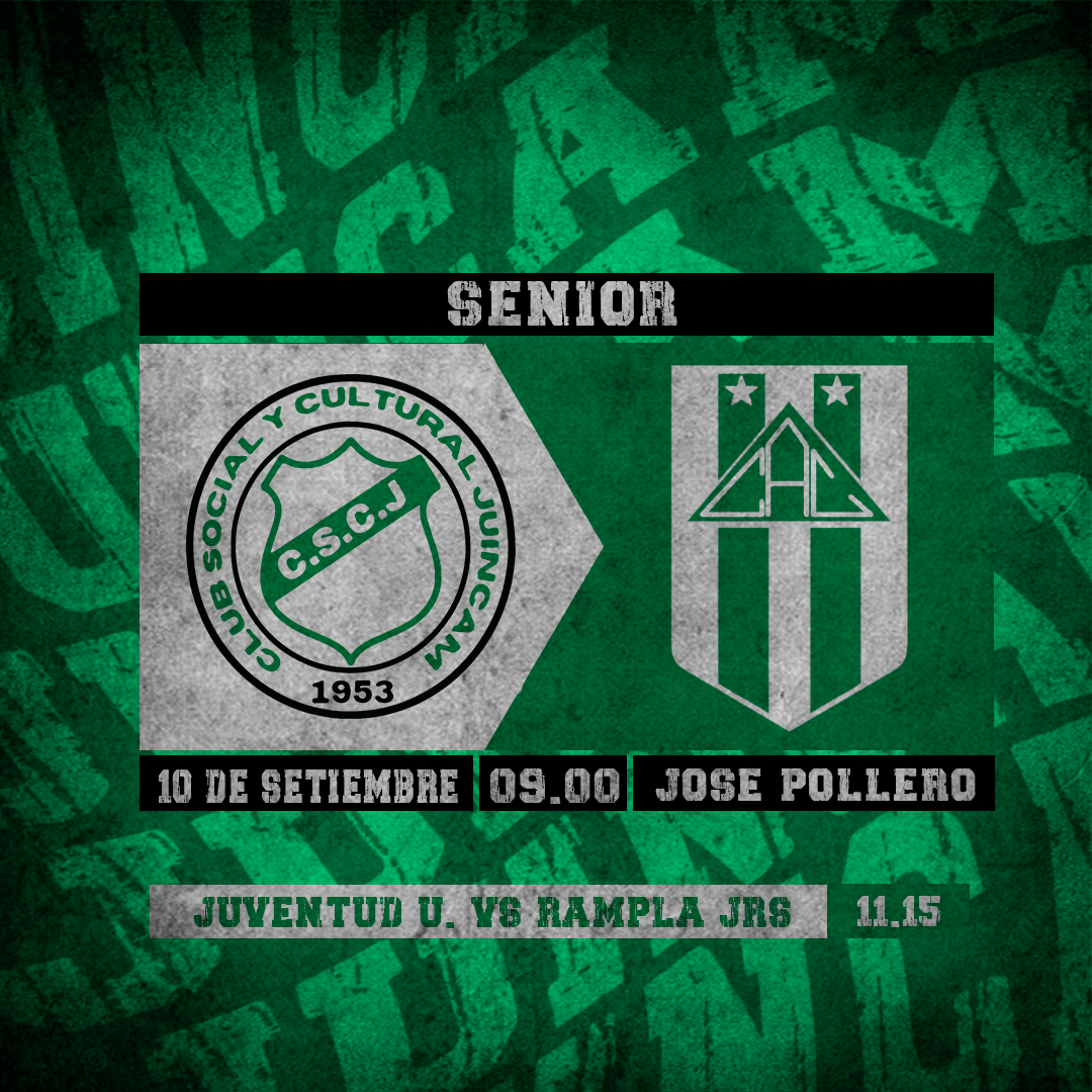 ClubJuincam's tweet photo. 𝐉𝐮𝐞𝐠𝐚 𝐞𝐥 𝐂𝐀𝐌𝐏𝐄𝐎𝐍

8º TORNEO SENIOR "Raúl Umpiérrez"

Fecha 6 - Copa Oro
🆚 @cacentral_ofi 
📆 Domingo 10 de Setiembre
🕐 09:00 hs
🏟️ Complejo Deportivo José Pollero

También se jugara el partido SENIOR de Juventud Unida vs Rampla Jrs a las 11:15 hs

#VamoElClub🤍💚 https://t.co/hE0NtMNKNH
