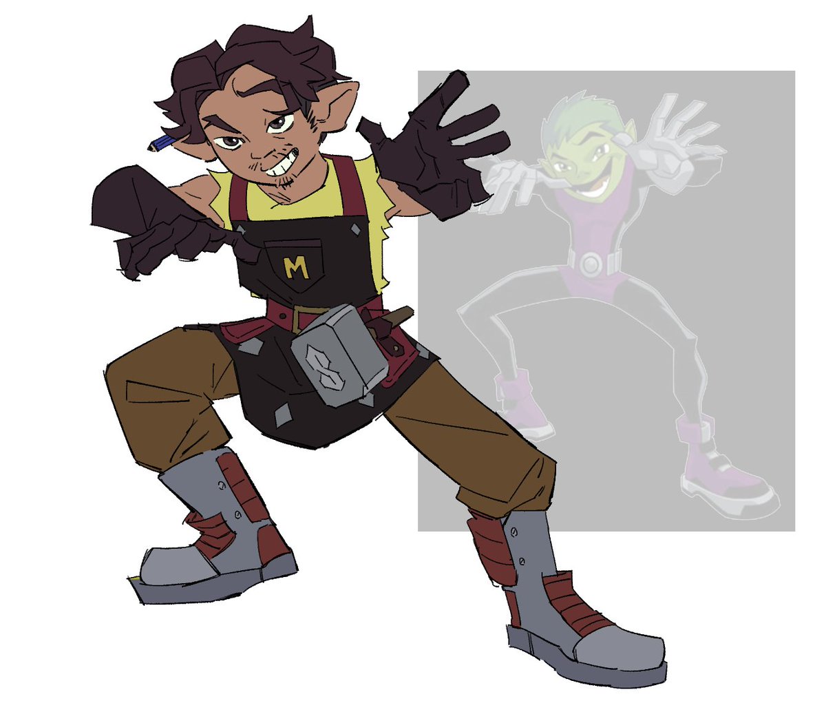 Someone said he had a beast boy head and I can't get it out of my mind #mattholomule #TheOwlHouse