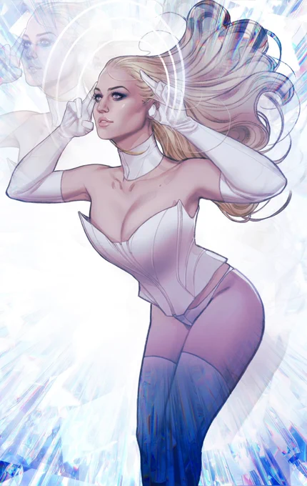 Oh I'm late I'm letting y'all know this Emma cover is out in comic stores . Hopefully it available for y'all . I am collecting the X-men girlies like infinity stones in my style so enjoy :) 