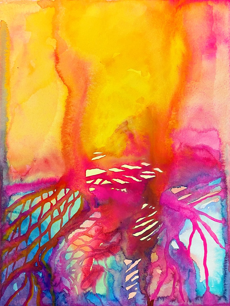 “Drawing Down the Sun”, watercolor on paper✨ #art #Artist #expressionism #fineart #ArtistOnTwitter #painting
