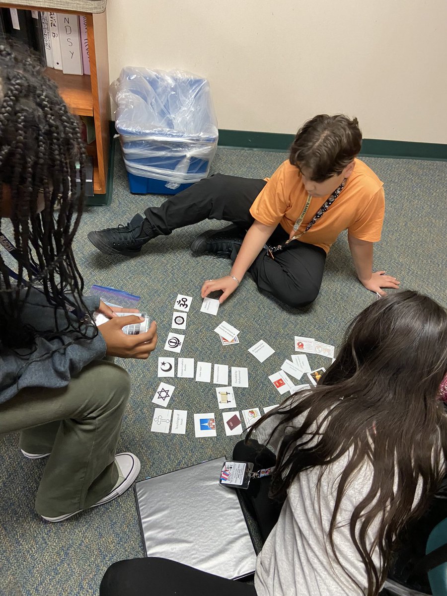 cbruhnke's tweet photo. World Religions card sort in 6th grade World Cultures and Geography @CardiffColts #HorsePower #worldcultures #6thgradesocialstudies https://t.co/4tPEvN7MoE