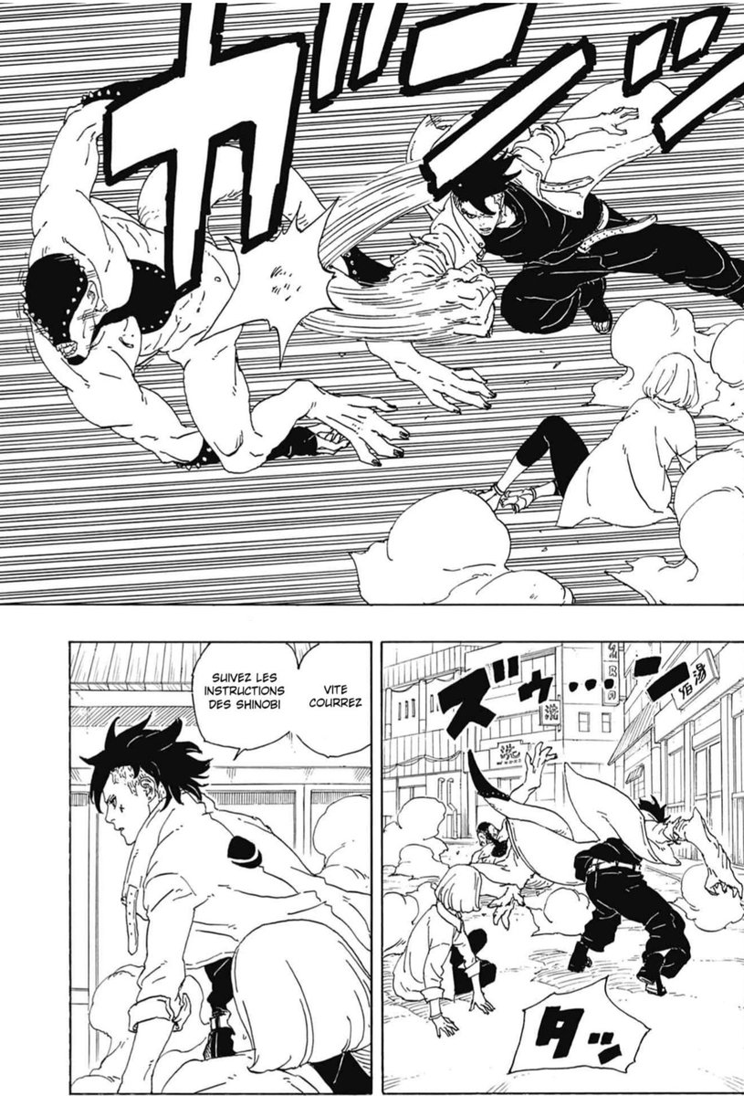 ZtxInfernal's tweet photo. Ensuite l'équipe de détection préviens qu'une nouvelle source de chakra est détecté dans le village. 
Les ninja s'y rende et découvre un mini jubi. 
Shikamaru lance un évacuation pour les civils. 
Mais une habitante ce fait attaquer puis Kawaki rapplique et la sauve. https://t.co/zyvaJmkf9V