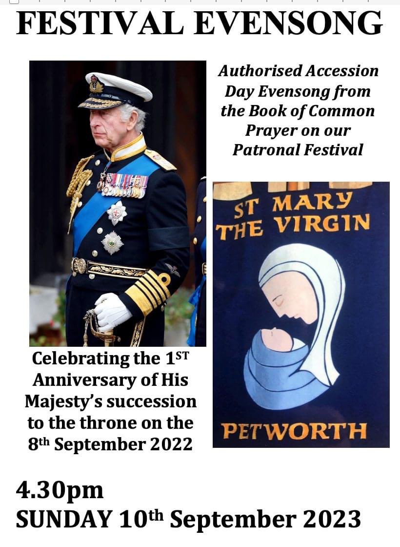 stmaryspetworth's tweet photo. @ChichesterDio @PetworthUK @LovePetworth 10th September
PATRONAL FESTIVAL EUCHARIST at ST MARY’S at 10.30 am Preacher Fr Sean Gilbert SSC
3.00pm Walk to the Blessed Virgin Mary Spring for sprinkling returning for tea at about 4.00pm. (Dogs welcome.)
4.30pm FESTIVAL EVENSONG https://t.co/ntWnAJR20J