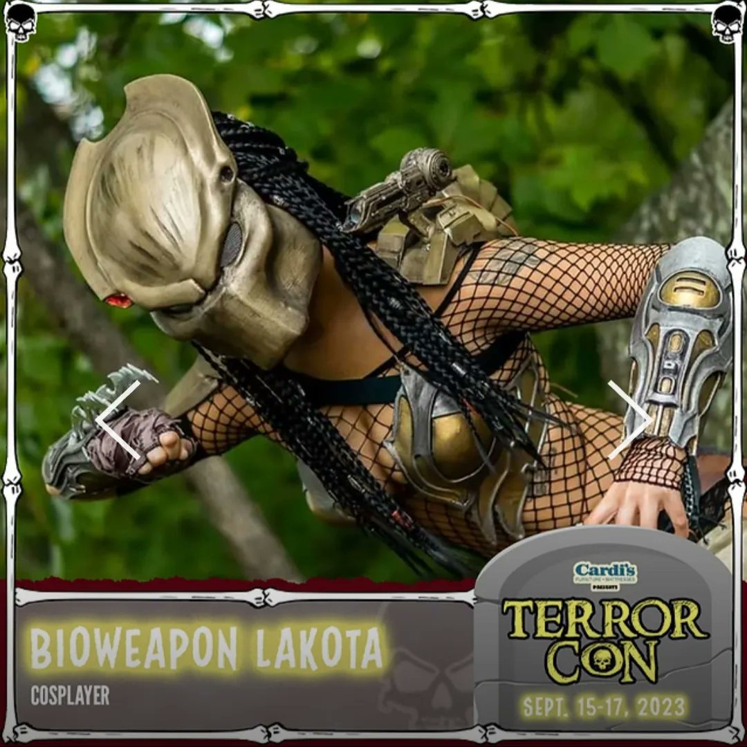 BioweaponLakota's tweet photo. Who else am I seeing at @TheTerrorCon next weekend?!?! If you love Horror, you won't wanna miss this! So many awesome guests will be there! Check out the site for more info! 🔥 https://t.co/YfeOgwyBFC
#terrorcon #theterrorcon #terrorcon2023 #horror #guestcosplayer #lakota72 #horrorlover #spookyseason