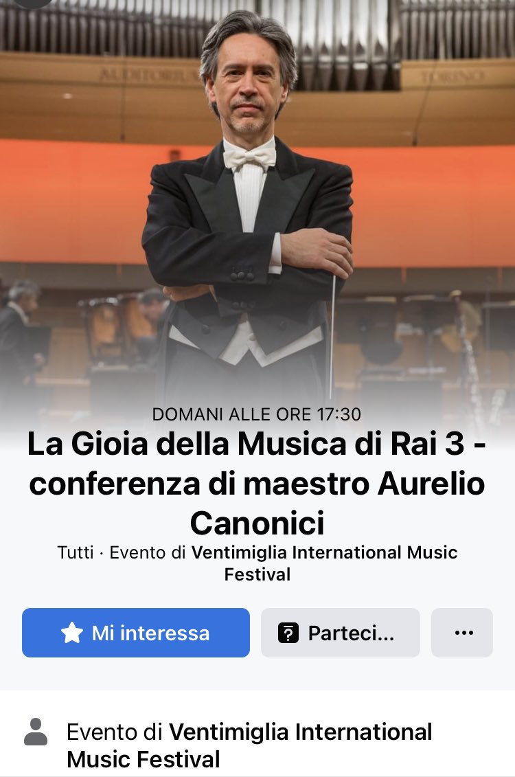 Buon giorno a tutti! Vi invito domani, domenica 10 settembre a Ventimiglia per una conferenza/concerto da Bach a Morricone, evento conclusivo al Ventimiglia International Music Festival. Sarò con la bravissima pianista danese Elisabeth Holmegaard Nielsen Vi aspetto 🎶❤️