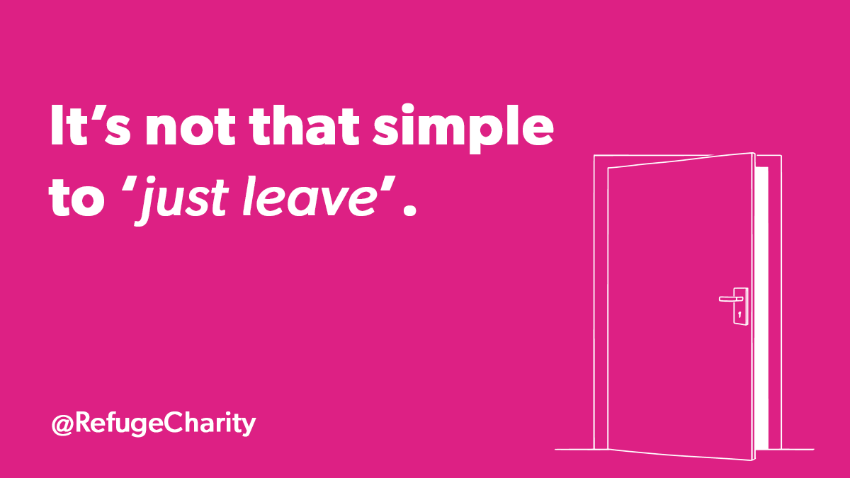RefugeCharity's tweet photo. Common misconceptions about #DomesticAbuse can be extremely harmful. It takes a great deal of courage to leave an abusive partner, with many practical as well as psychological barriers to overcome. Here's why women can’t “just leave”: https://t.co/jOnGBYvRDv https://t.co/fJWQG7ByUp