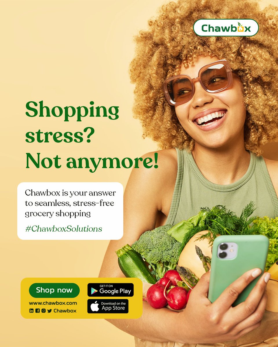 Shopping stress?

Not anymore!

@chawbox is your answer to seamless, stress-free grocery shopping. 📦🛒

 #ChawboxSolutions
#groceryshoppingmadeeasy 
#ShopSmartSaveMore