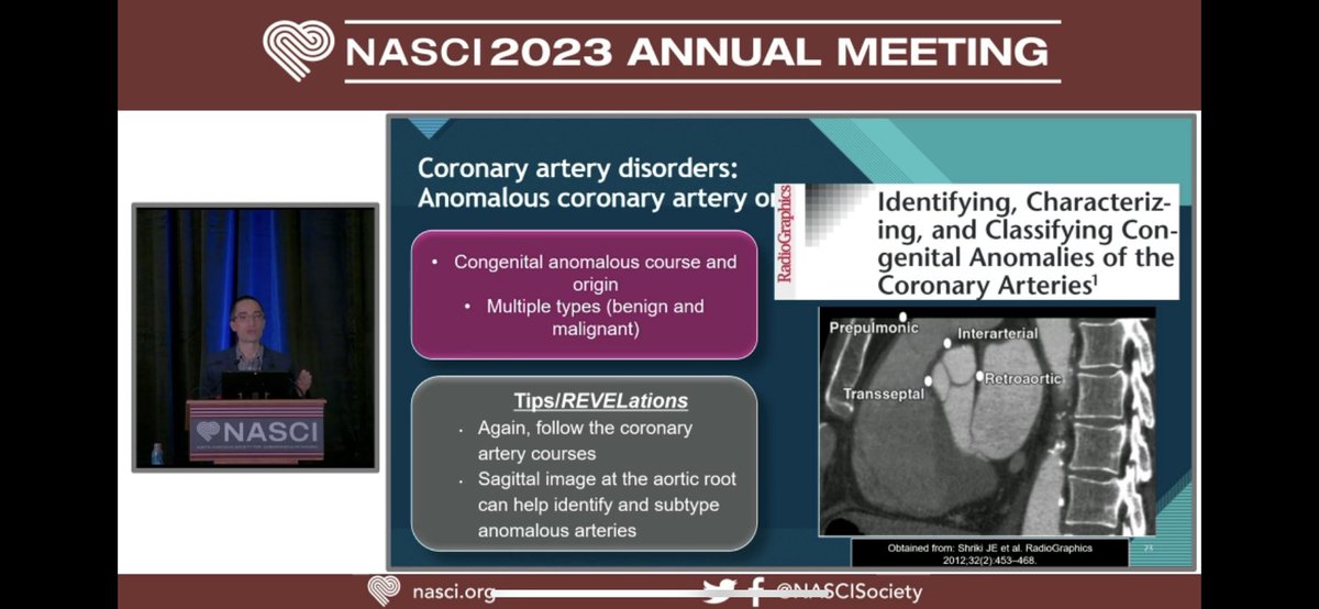 Amazing start to #NASCI23 from basics to advanced. So many teaching pearls for #CVI fellows and those interested in cardiac imaging as well as early career. Teaching on plaque, CT reporting, cardiac findings, catheters. @DJDozaMD @OKhaliqueMD @NASCISociety #ACCCVImaging #ACCFIT