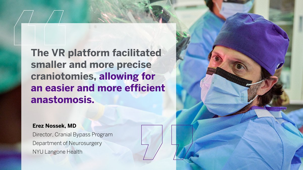 At NYU Langone Health, a team of neurosurgeons led by Dr. <a href="/ENossek/">Erez Nossek</a>, director of the Cranial Bypass Program, is piloting VR technology for preoperative planning of STA-MCA bypass. #2023CNS

Read about this technology's broad potential: bit.ly/3Y8sJpe