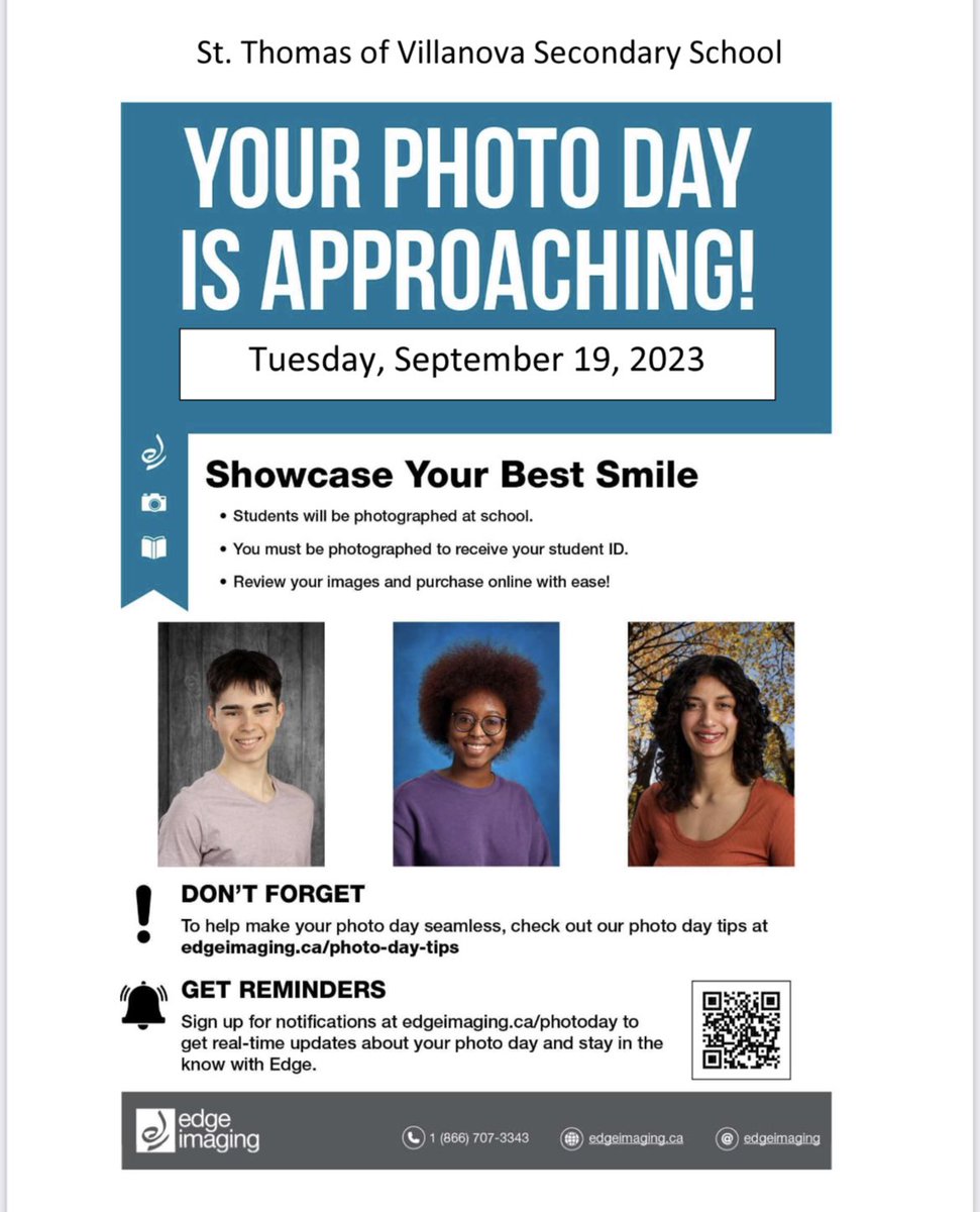 Picture day is coming:

Tuesday Sept. 19th