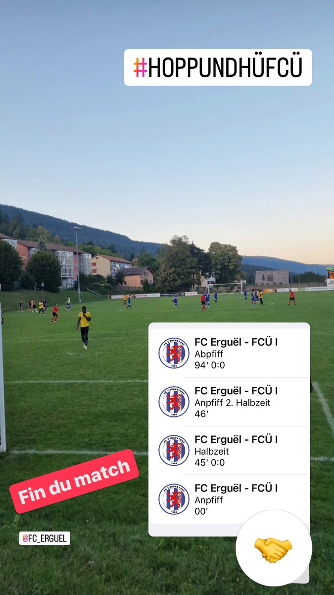 Endstand: Unser 1 spielt 0:0 unentschieden gegen den FC Ergül und sammelt einen weiteren Punkt. Bravo 👏 Jungs!
Screenshot vom Liveticker in FCÜ App. #hoppundhüfcü #fcüapp