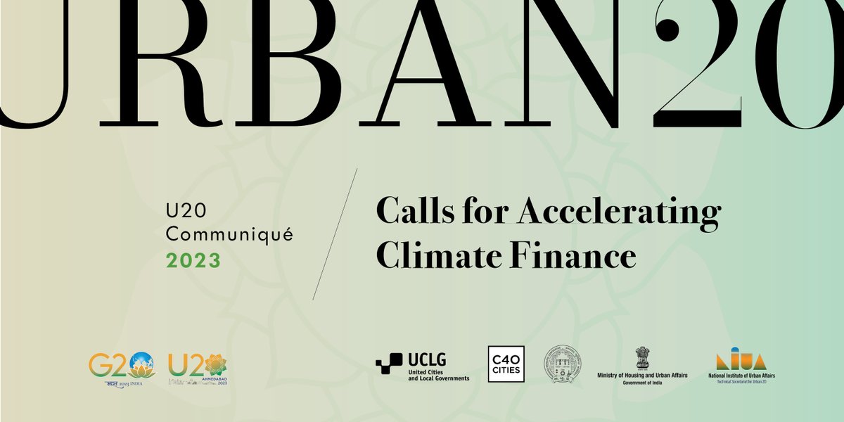 #Listen2Cities✨#U20 3️⃣ The 3rd priority of the #Urban20 2023 Communiqué encourages accelerating climate finance, critical to helping cities deliver their climate ambition! Full communiqué: urban20.org/wp-content/upl…