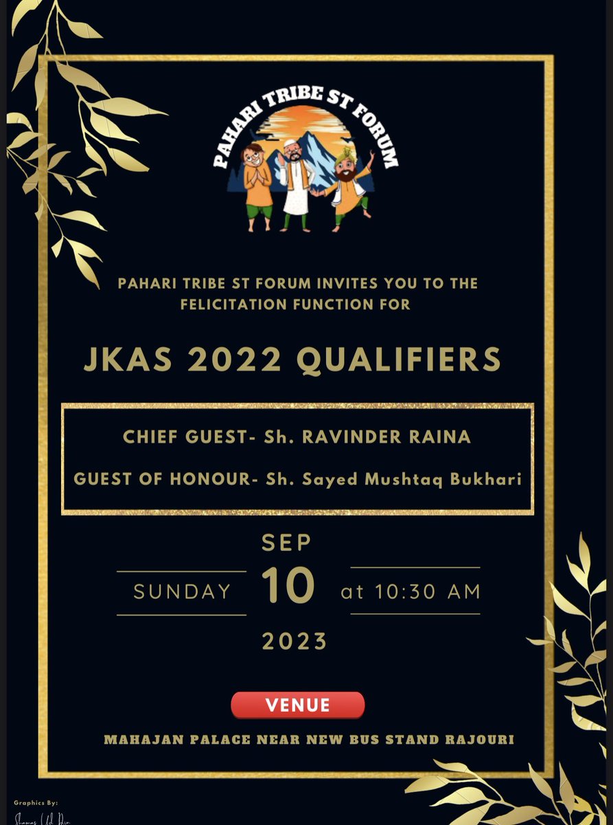 Pahari Tribe ST Forum is Going To organize an Interaction-cum-Felicitation Function for Pahari JKAS Qualifiers at Mahajan Palace Rajouri! Do Join us 🤝 #PahariIthadZindabad