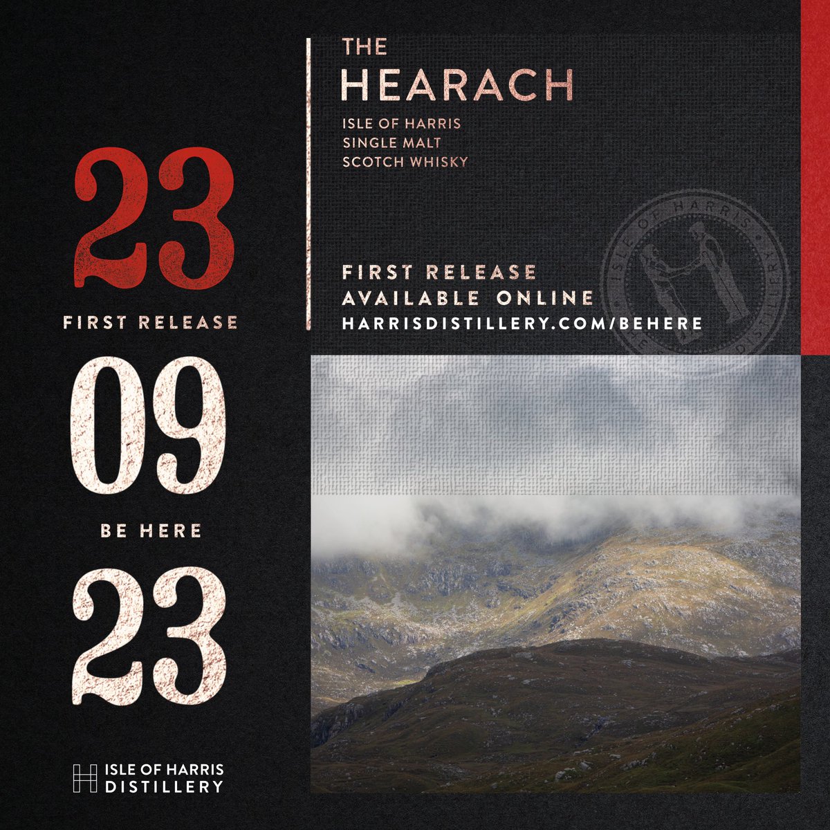 Our whisky will go on sale here in the UK at 10.00 BST on Saturday 23rd September 2023. The rest of the world will need to wait a little longer but our dram will be available in over 20 countries from October 2023. 

More info at harrisdistillery.com/behere