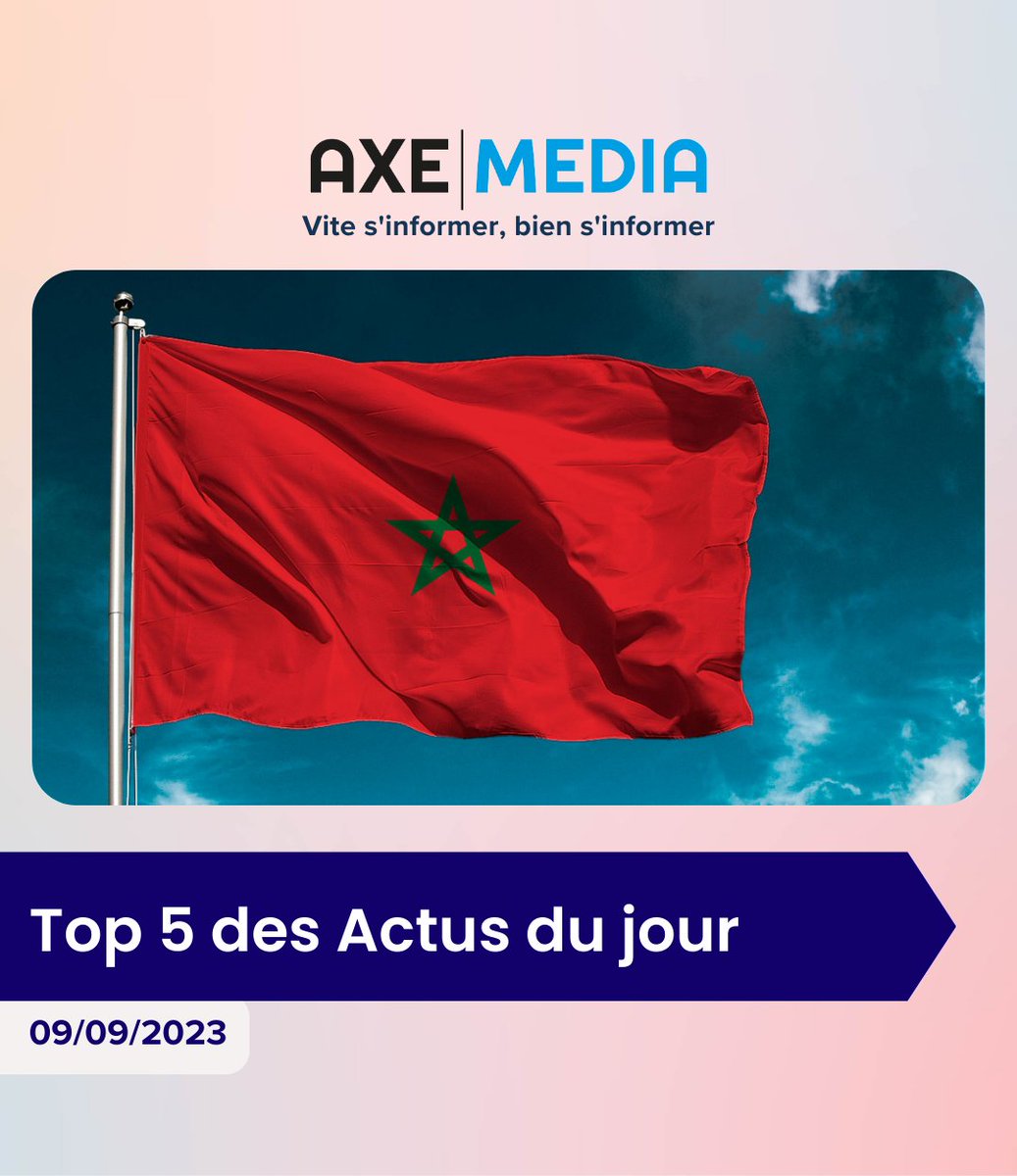 axemedia2023's tweet photo. En une minute, votre résumé de l'actualité du jour 🚨
#axemedia #Actudujour #ActuCameroun #PierreCastel #Minierschinois #Belabongaoundere #pascalsiakam #fondationp43 @pskills43 #Tremblementdeterremaroc https://t.co/rg9GMVnd1g
