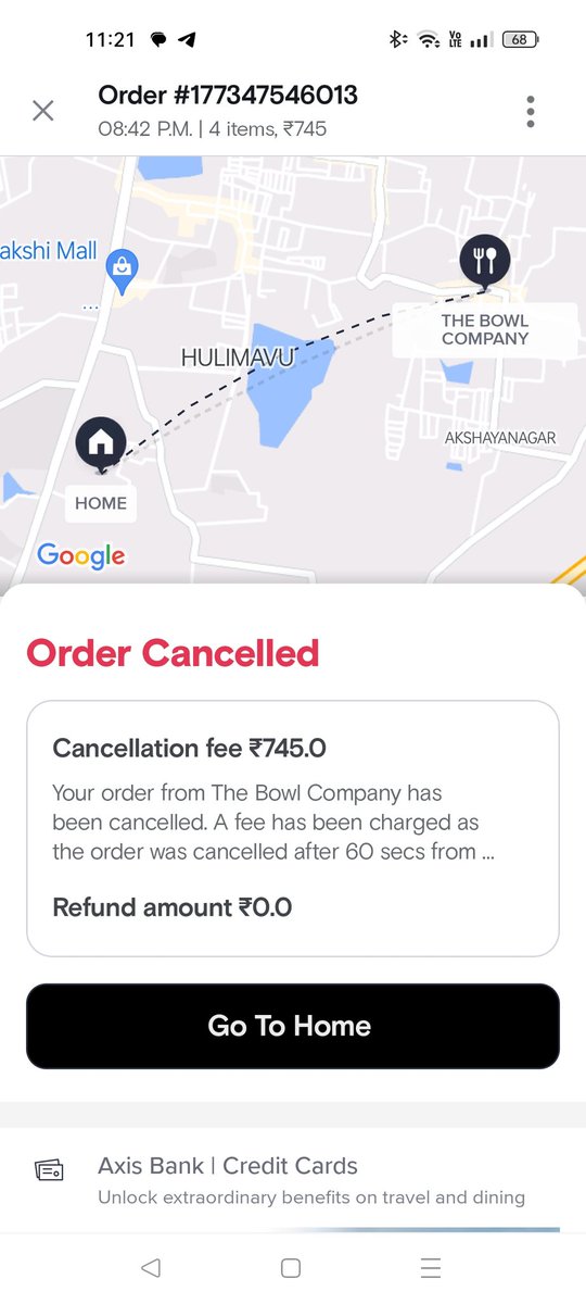 deepakgopalk's tweet photo. Finally @Swiggy @SwiggyCares cancelled my order without my consent and charged me for the same!! Shame on you @Swiggy @SwiggyCares!! This is called daylight cheating and not food delivery business.#Swiggy #swiggydelivery #swiggyautocancellation https://t.co/02wrSDwLmN