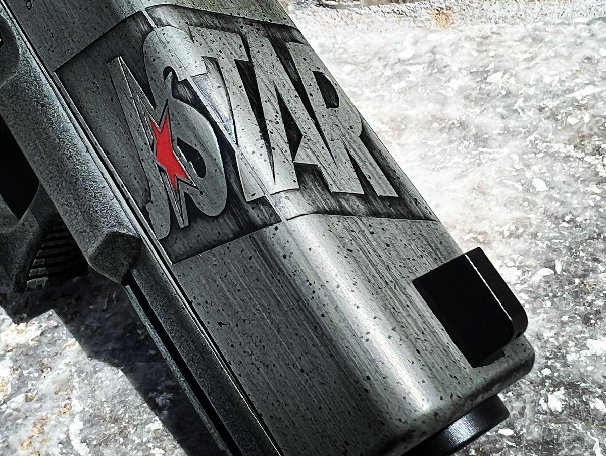 HoldwayCustoms's tweet photo. Full build on this bad boy!   @holdwaycustoms, laser engraving, cerakote and stipple.   #holdwaycustoms https://t.co/sagbZFODrv
