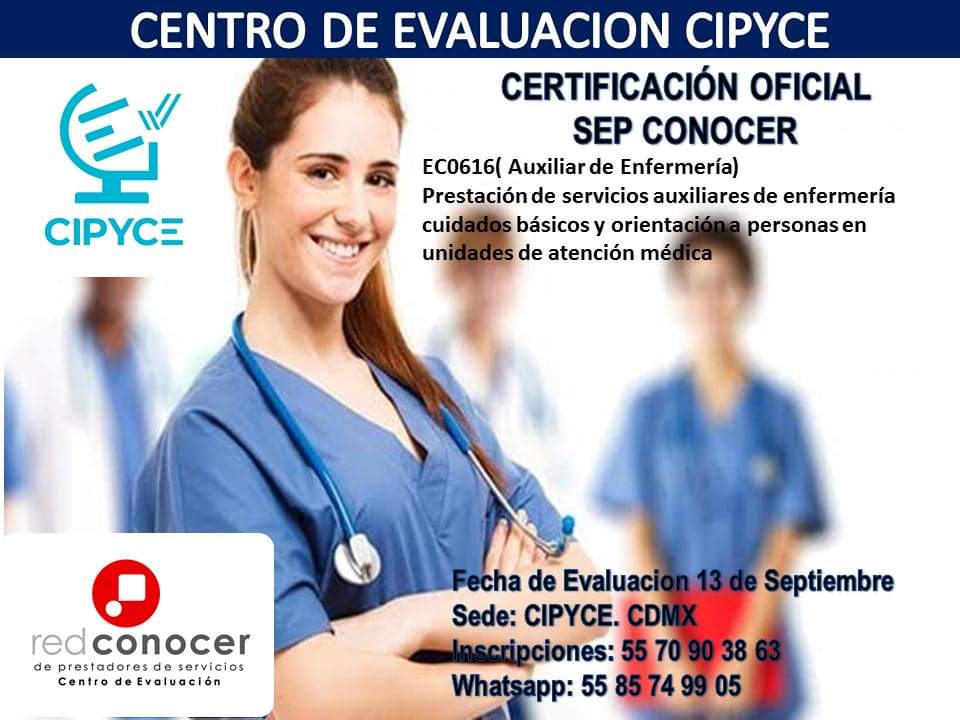 CENTRO DE EVALUACION CIPYCE
INSCRIPCIONES ABIERTAS
CUPO LIMITADO
Tel; 55 70 90 38 63
Whatsapp: 55 8574 9905