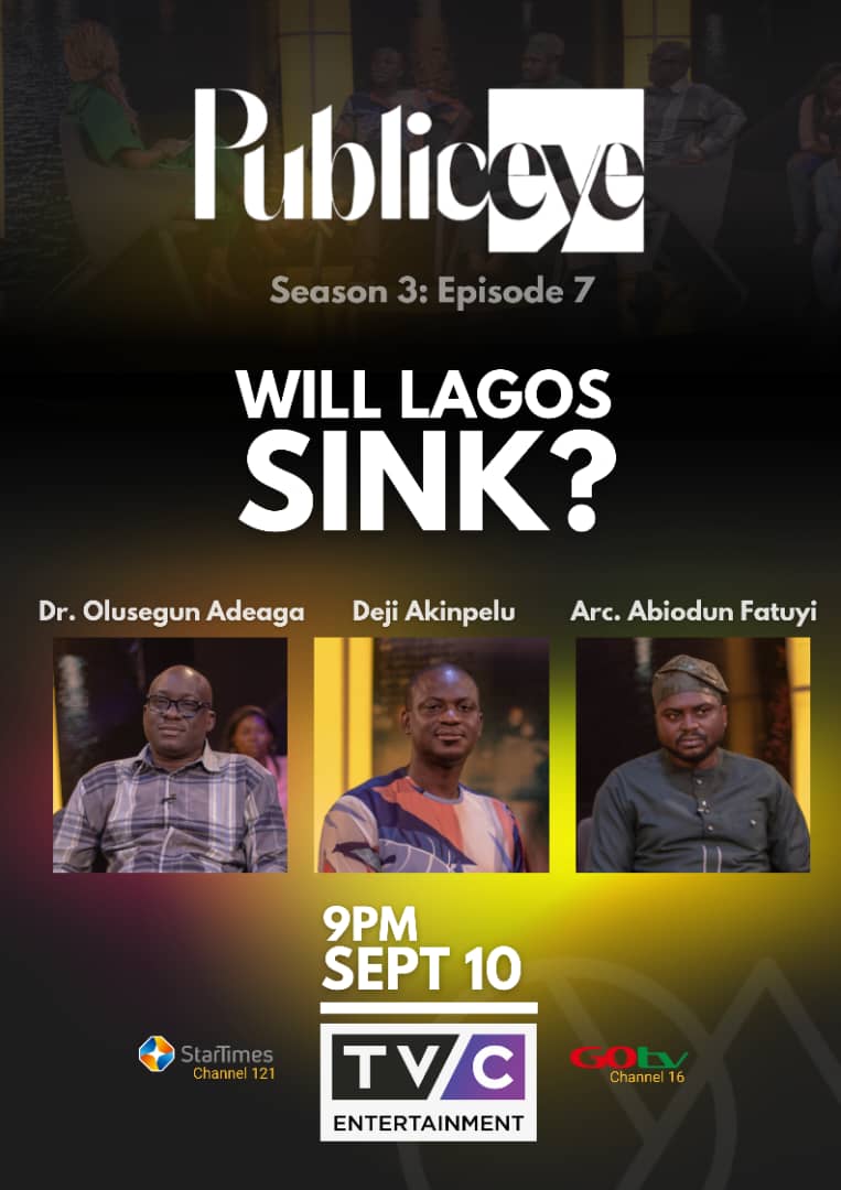 Will Lagos sink? Join star TV host: @funmiiyanda in conversation with guests Dr. Olusegun Adeaga, Deji Akinpelu and Arc. Abiodun Fatuyi to find out more. The show is produced by @oyamedia with support from @macfound and airs on @tvcconnect by 9pm on Sunday September 10 2023.