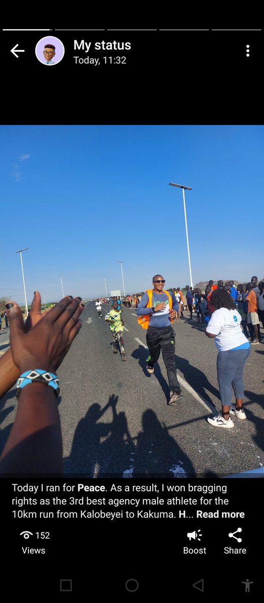 Today I ran for peace. 
In the process, I got clarity of mind and deeper meaning in the RYPB peacebuilding run. As a result, I won bragging rights as the 3rd best agency male athlete in the 10km race. 

Final word: If you are afraid of breaking new barriers, do it scared.