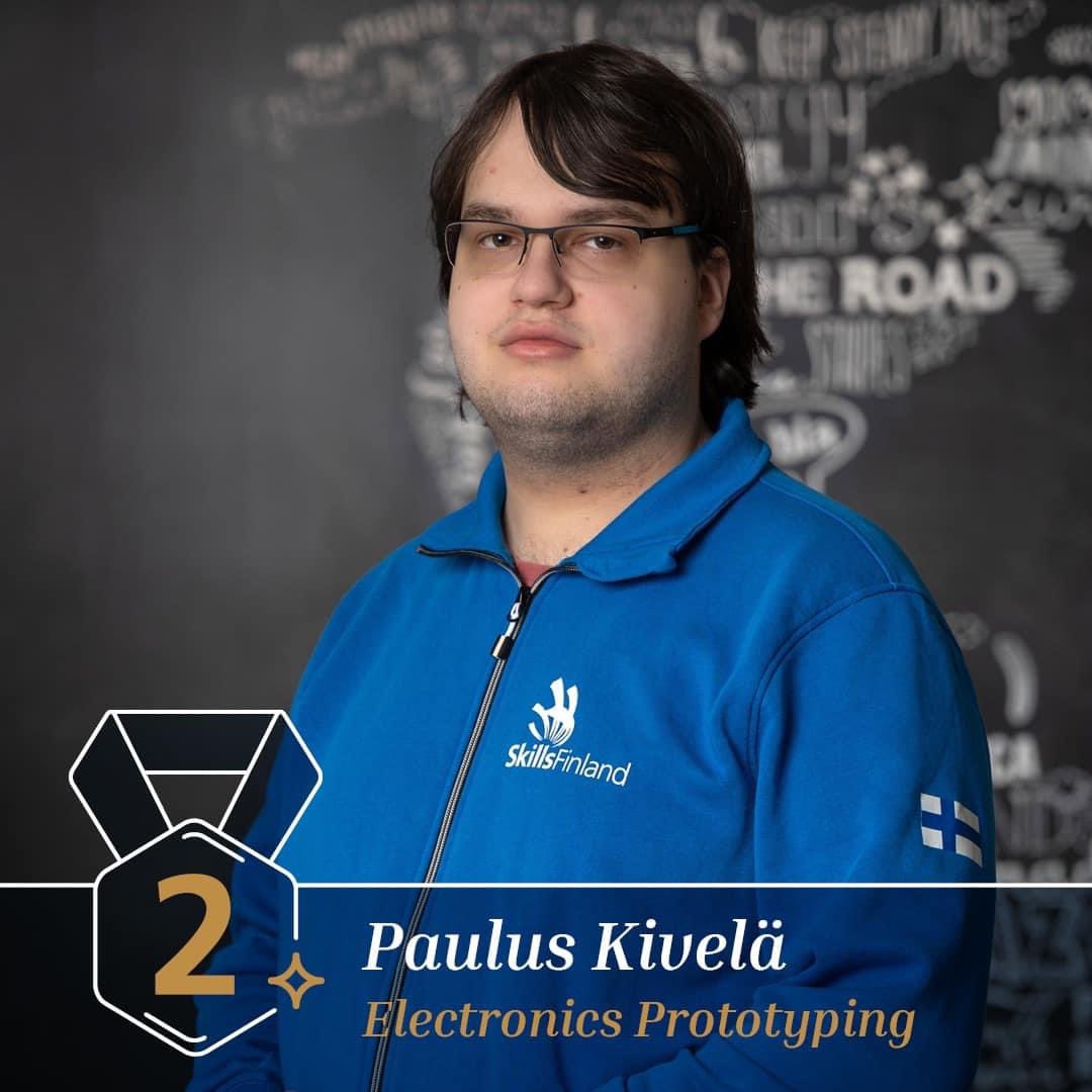 Paulus Kivelä, 2. sija, Electronics Prototyping. Suuret onnittelut hopeamitalista, Paulus! 🥈

#Ammattitaitomaajoukkue #EuroSkills2023
