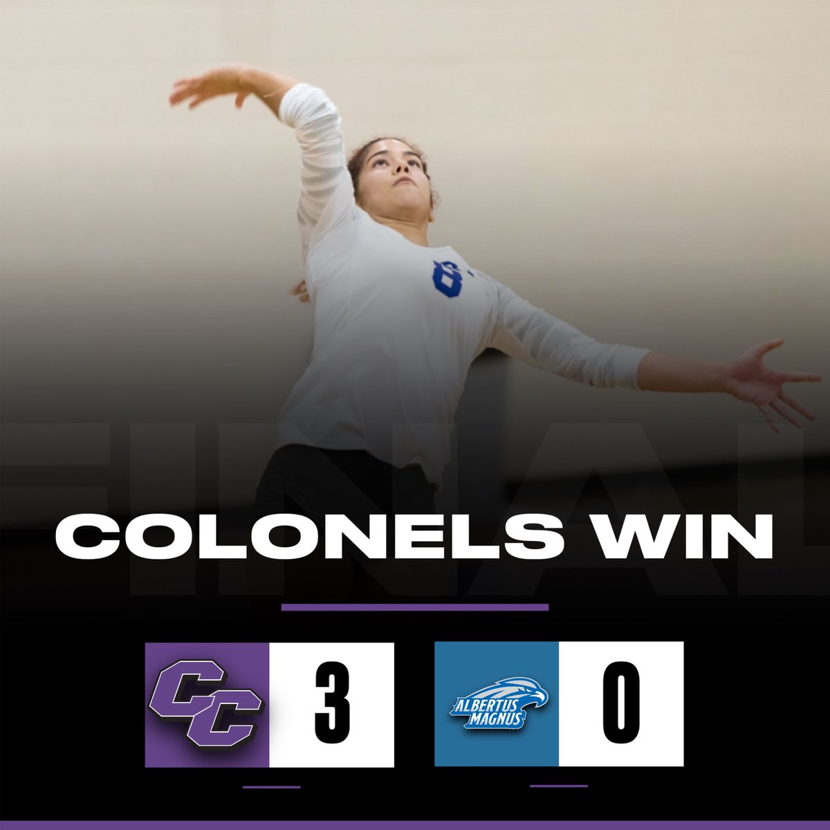 COLONELS WIN!!! Women’s volleyball sweeps Albertus Magnus in game one of todays tri-match!