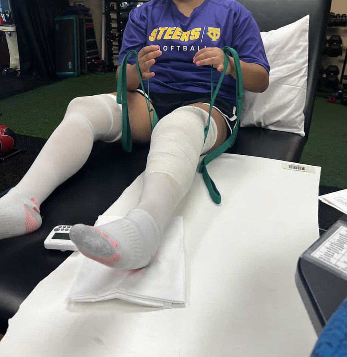 Friday evening had my first PT! Painful but most importantly mentally hard. Ready to see this new journey through.🥎🤍 #ACLandMeniscus #TrustTheProcess #BeTheImpact @impactgold_htx <a href="/LegacyLegendsS1/">Legacy & Legends Softball</a>