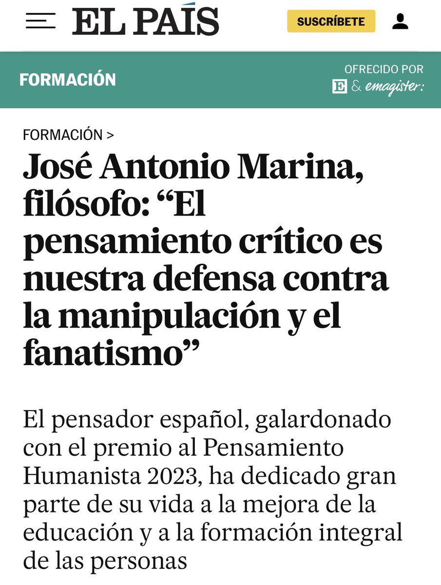 Se está perdiendo la capacidad de comprender textos largos? Esto es un problema social, porque en los textos cortos están los eslóganes, los clips publicitarios, los insultos... pero no los argumentos; estos necesitan textos más largos. Marina en elpais.com/economia/forma…
