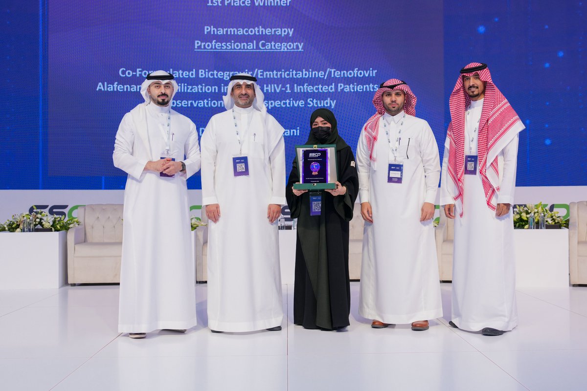 SSCP_KSA's tweet photo. 1st place winner of the #SSCP23 Pharmacotherapy Theme (Professional Category):   

Dr. Shouq Turkistani🥇✨ https://t.co/llny8Azu7N