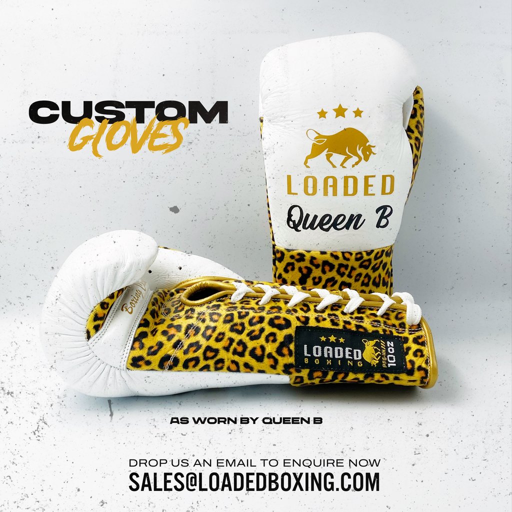 LoadedBoxing's tweet photo. Loaded Pro Fight Glove, custom built for @littlebellsy with a white full grain leather and a leopard skin combination.
Do you want your own custom gloves? Email us at sales@loadedboxing.com ๐ฅ
#boxingchoseus #boxing #customgloves #customboxinggloves #boxinglife https://t.co/G04l9Ns5di