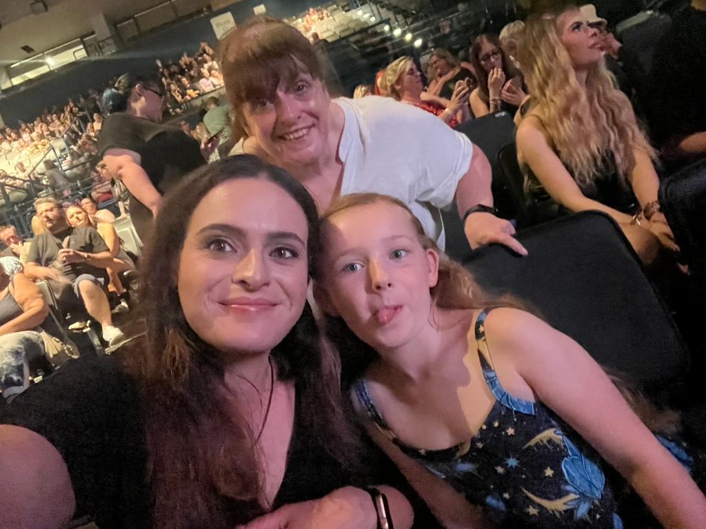 3 generations waiting for <a href="/Busted/">Busted</a> 
20 years on happy to bring back my daughter to relive memories and share them with the eldest granddaughter.
<a href="/JamesBourne/">James Bourne</a> <a href="/mattjwillis/">matt willis</a> <a href="/CharlieSimpson/">Charlie Simpson</a>