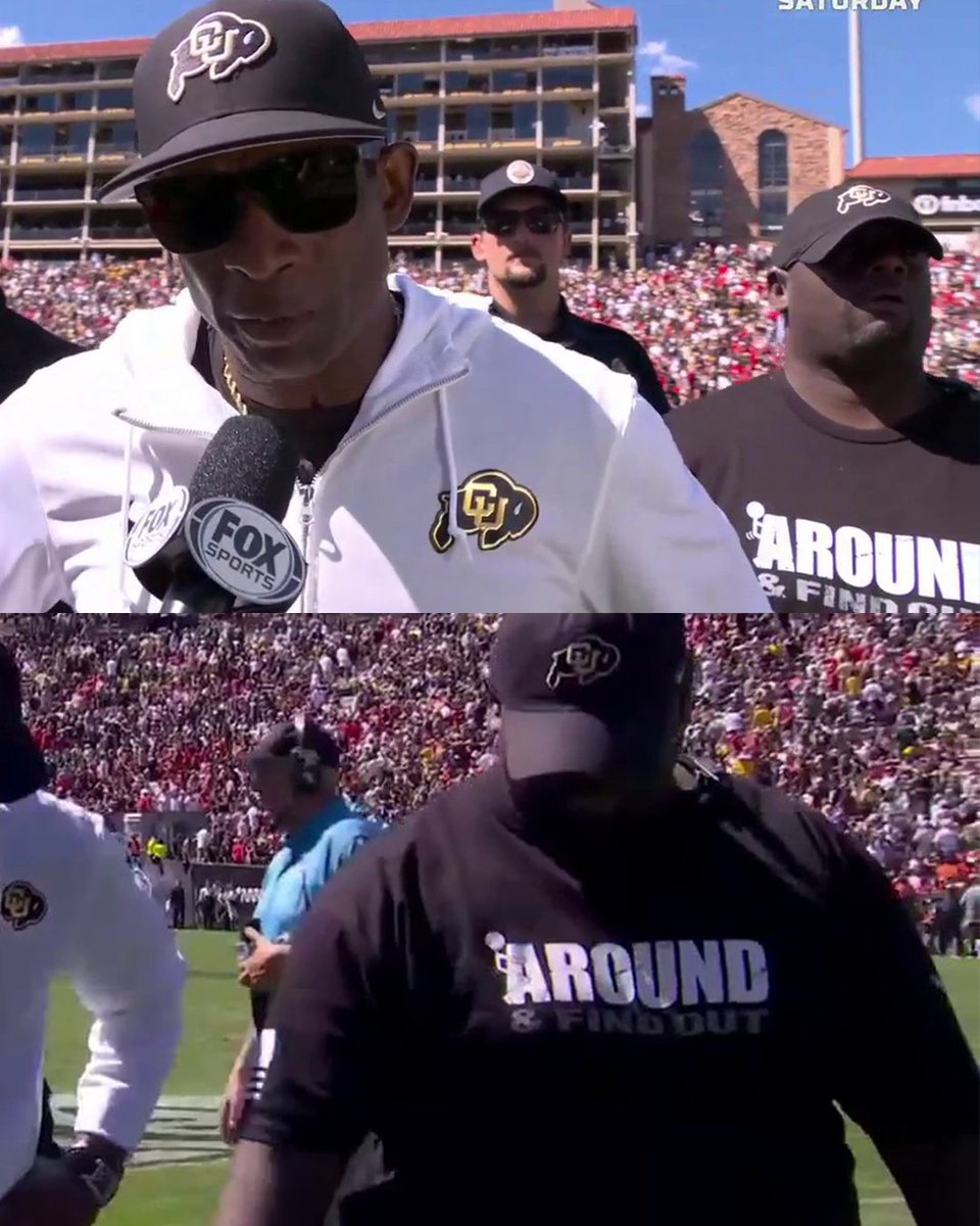 Coach Prime's bodyguard is wearing an "F Around &amp; Find out" shirt 😅