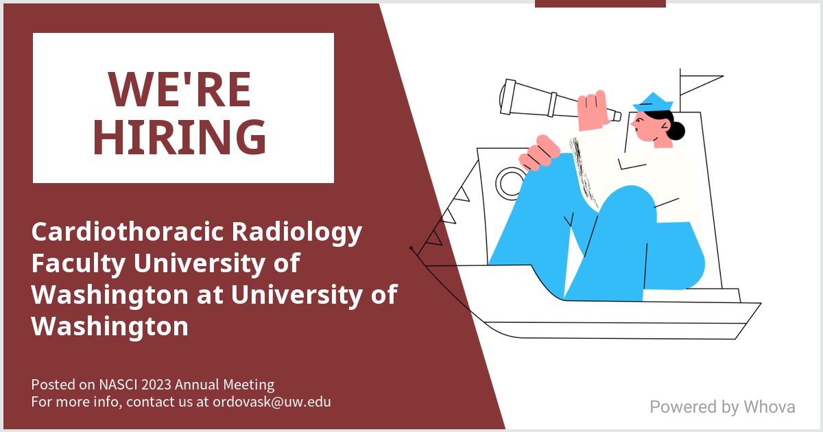 We are #hiring for Cardiothoracic Radiology Faculty at University of Washington. Message me if you're interested in joining our team. We are attending NASCI 2023 Annual Meeting if you would like to meet!