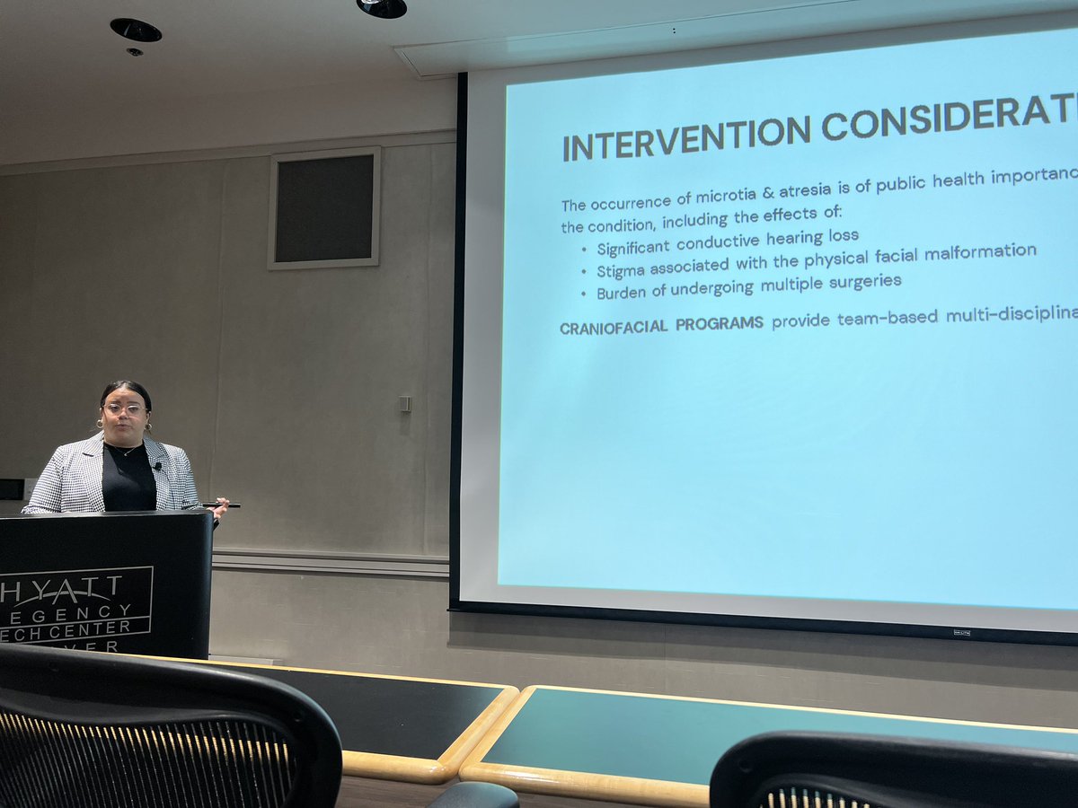 Always amazing on the podium, <a href="/SanchezAuD/">Chrisanda Sanchez</a> is sharing her research on patient and parent perceptions of microtia/atresia. #OSSEO2023
 <a href="/UHealthCHP/">Children’s Hearing Program</a> <a href="/UMiamiHealth/">UMiami Health System</a>