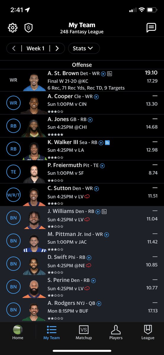 king_carpy32's tweet photo. @ItsTeraTime should I try and trade Jones for Waddle? Or try Pittman and swift for waddle? Or stay put? I have kupp on IR 😞 https://t.co/JgjficP6MT