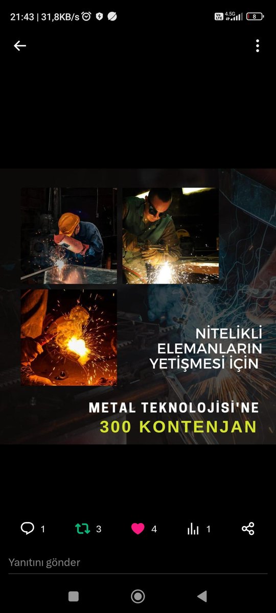 turgaytonga's tweet photo. @Yusuf__Tekin Sayın Bakanım Meslek Lisesi Memleket Meselesi dediniz bunu Metal Öğretmenligi Atamalarında da görmek istiyoruz. https://t.co/tAh6EU5vG1