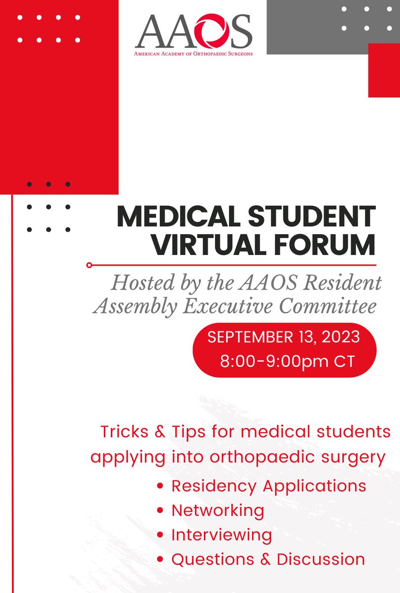 MSOSOrtho's tweet image. Register for the AAOS virtual forum on September 13th from 8-9pm CT using the link below!
 form.jotform.com/222285257440151